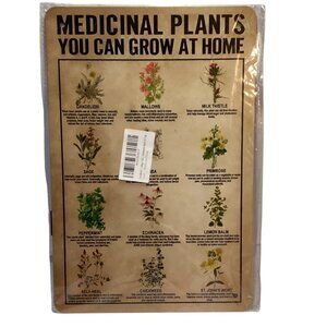 Nostalgic Medicinal Plants Media Golden Era Pin Up Art Tin 12"x 8" Sign New